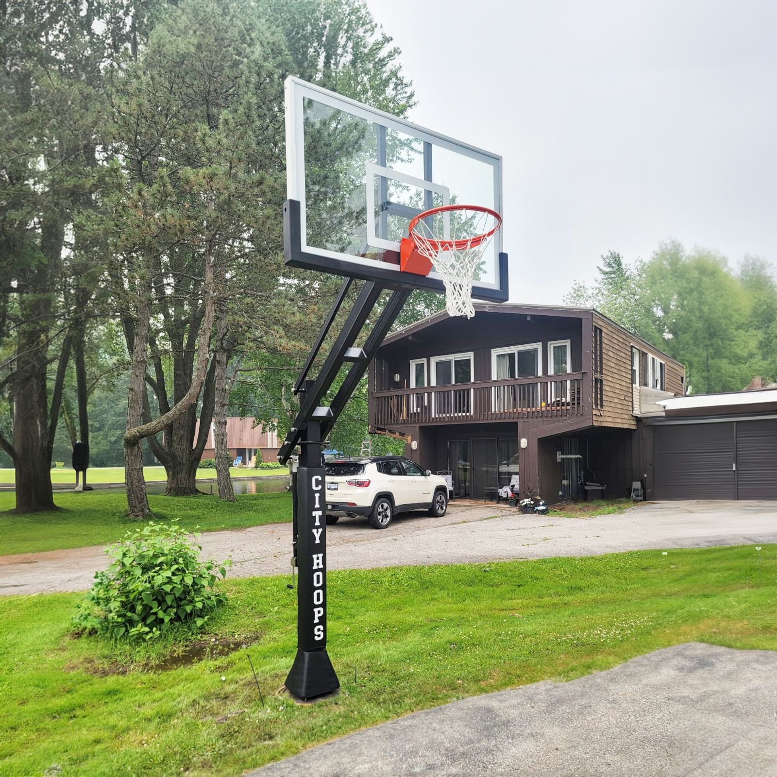 Driveway Basketball Hoop Tempered Glass City Hoops In Ground